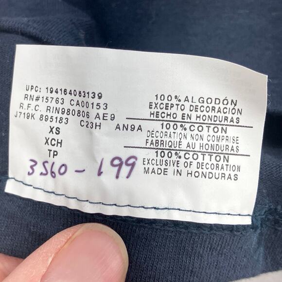 Champion Navy Blue White Spell Out Embroidered Logo Short Sleeve Crew Tee Shirt - Picture 6 of 8